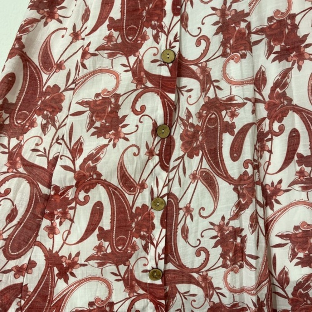 Mlle Gabrielle Floral Paisley Midi Skirt‎ Size M Boho Cottage-core Button Front - Picture 2 of 7